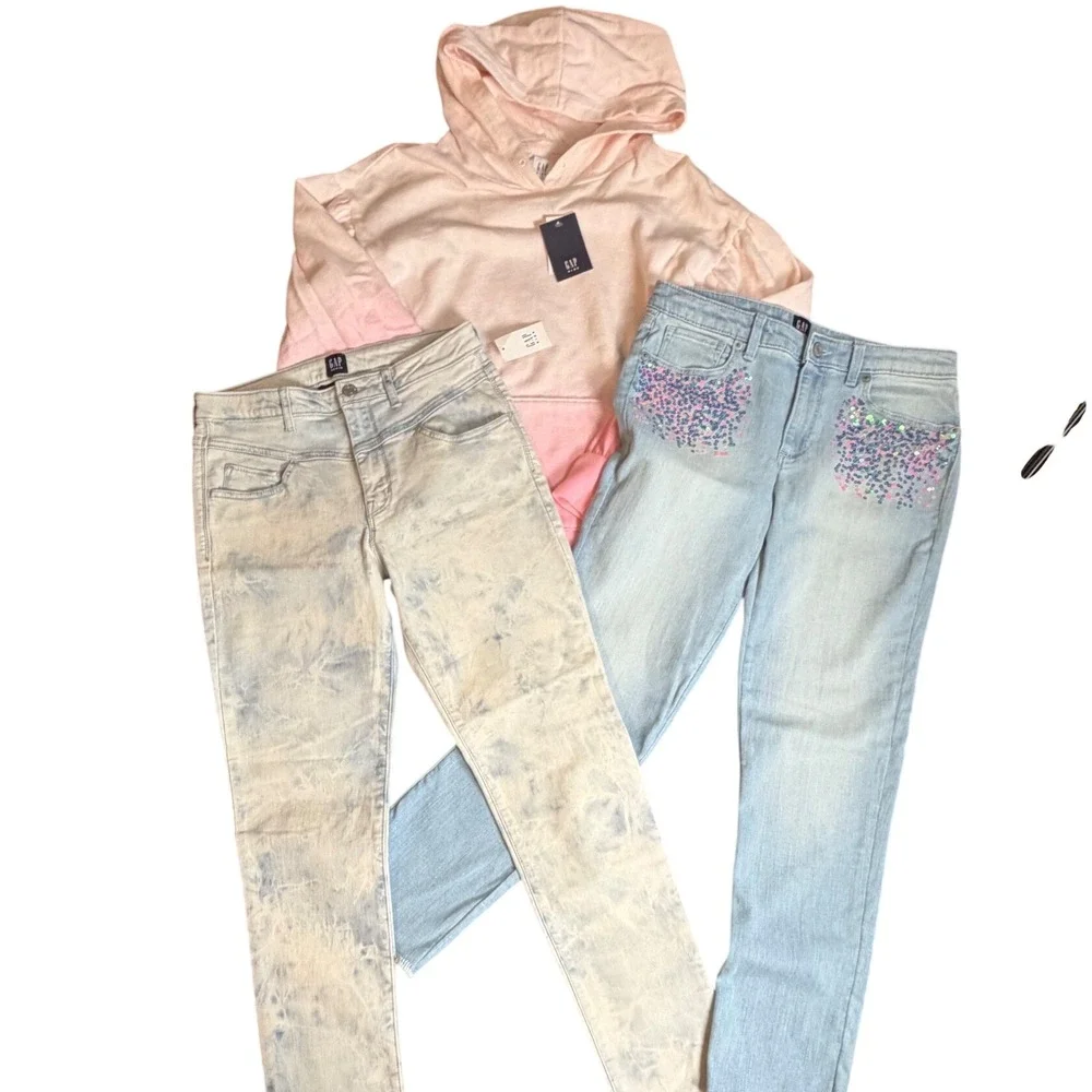 Gap Kids Girls Size 16 XXL 2 pairs of Jeans and a Hoodie Lot NWT